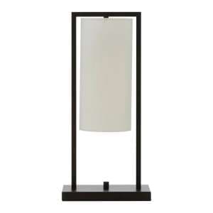 Anzio White Linen Shade Table Lamp With Black Metal Frame