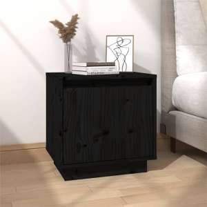 Aoife Pine Wood Bedside Cabinet With 1 Door In Black - UK