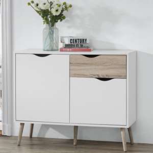 Appleton Wooden Sideboard Small In White And Oak Effect - UK
