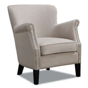 Aquarii Linen Fabric Lounge Armchair In Beige - UK
