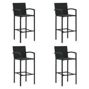 Arabella Set Of 4 Poly Rattan Bar Chairs In Black - UK