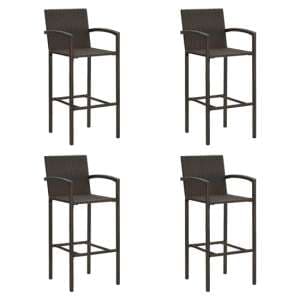 Arabella Set Of 4 Poly Rattan Bar Chairs In Brown - UK
