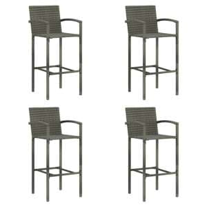 Arabella Set Of 4 Poly Rattan Bar Chairs In Grey - UK
