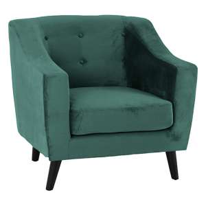 Arabella Velvet Fabric 1 Seater Sofa In Green