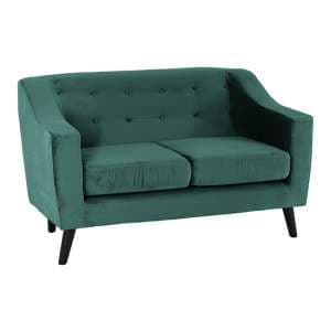 Arabella Velvet Fabric 2 Seater Sofa In Green