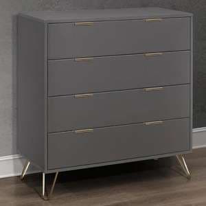 Aral Wooden Chest Of 4 Drawers In Charcoal - UK