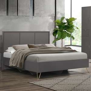 Aral Wooden Double Bed In Charcoal - UK