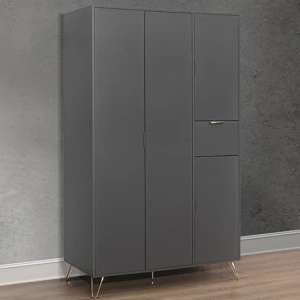 Aral Wooden Wardrobe With 4 Doors In Charcoal