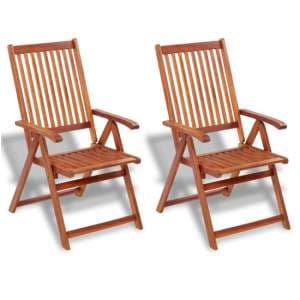 Arana Outdoor Natural Acacia Wooden Folding Chairs In Pair - UK
