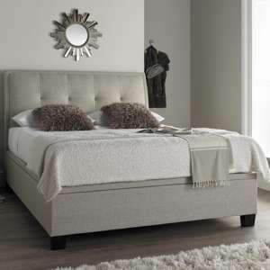 Arcadia Pendle Fabric Ottoman King Size Bed In Oatmeal - UK