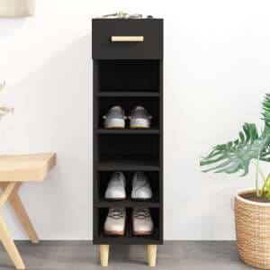 Arcadia Wooden Shoe Storage Rack With 1 Drawer In Black - UK