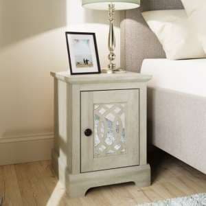 Arcata Wooden Bedside Cabinet 1 Mirrored Door In Dusty Grey Oak - UK