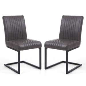 Aboba Grey Leather Effect Cantilever Dining Chair In A Pair - UK