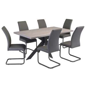 Arcoz Ceramic Effect Dining Table With 6 Huskon Grey Chairs