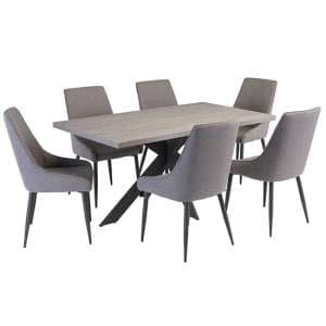 Arcoz Ceramic Effect Dining Table With 6 Remika Grey Chairs