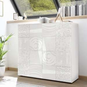 Ardent Modern Highboard In White High Gloss With 2 Doors