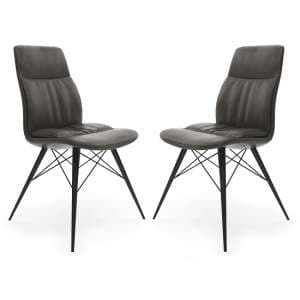 Andover Faux Leather Dining Chair In Antique Grey In A Pair - UK