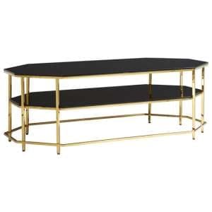 Arezza Black Glass Top Coffee Table With Gold Steel Frame - UK