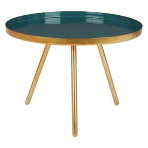 Argenta Large Metal Side Table In Diesel Green And Gold
