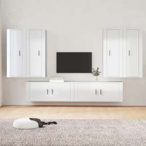 Aria High Gloss Entertainment Unit Wall Hung In White - UK