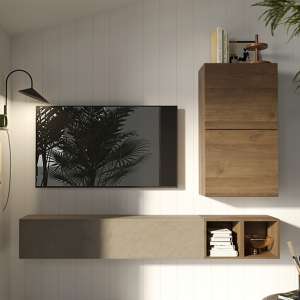 Aria Wall Hung Wooden Entertainment Unit In Clay And Mercure - UK