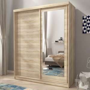 Aria Mirrored Wardrobe Large With 2 Sliding Doors In Oak - UK