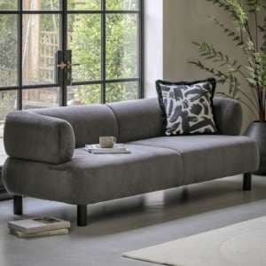 Arica Fabric 3 Seater Sofa In Grey With Dark Pine Wood Legs - UK