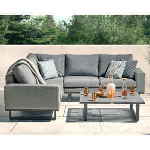 Arica Outdoor Corner Lounge Set And Coffee Table In Grey - UK