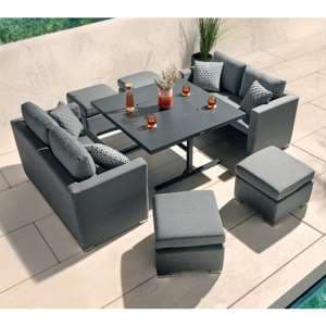 Arica Outdoor Sunbrella Fabric Lounge Cube Set In Grey - UK