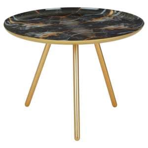 Aristote Faux Marble Side Table With Gold Legs In Multicolor - UK