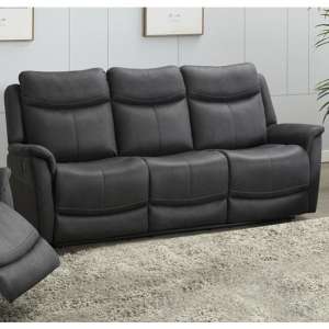 Arizones Fabric 3 Seater Fixed Sofa In Slate