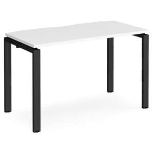 Arkos 1200mm Wooden Computer Desk In White With Black Legs - UK