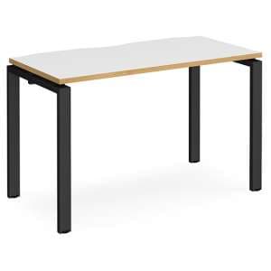 Arkos 1200mm Computer Desk In White And Oak With Black Legs - UK