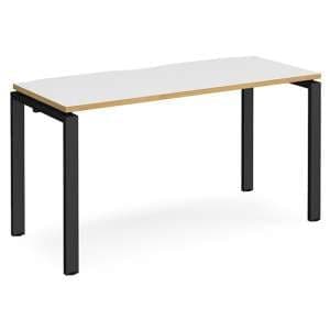 Arkos 1400mm Computer Desk In White And Oak With Black Legs - UK