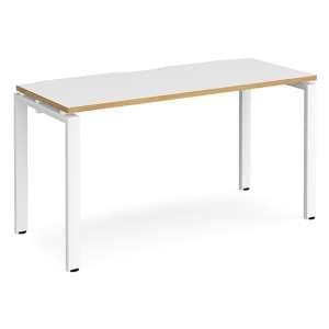 Arkos 1400mm Computer Desk In White And Oak With White Legs - UK