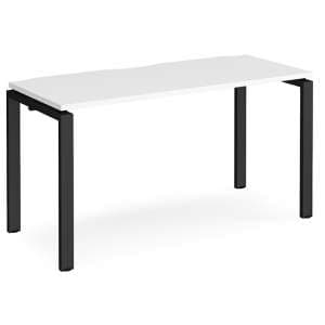 Arkos 1400mm Wooden Computer Desk In White With Black Legs - UK