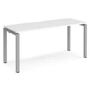 Arkos 1600mm Wooden Computer Desk In White With Silver Legs - UK