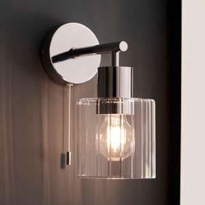 Arlington Clear Ribbed Glass Wall Light In Chrome - UK