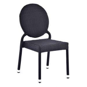 Arlo Outdoor Classic Weave Rattan Side Chair In Black - UK