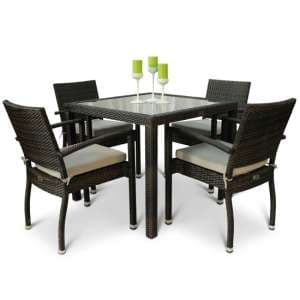 Arlo Rattan Dining Table Square And 4 Arlo Side Chairs - UK