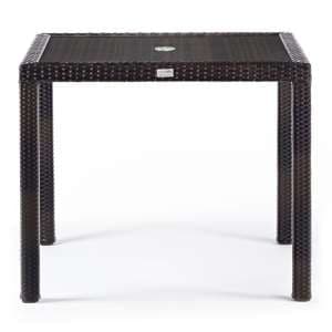 Arlo Outdoor Rattan Dining Table Square With Glass Top - UK