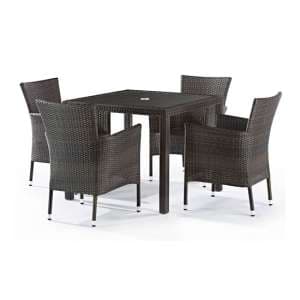 Arlo Outdoor Rattan Square Dining Table And 4 Newbury Chairs - UK