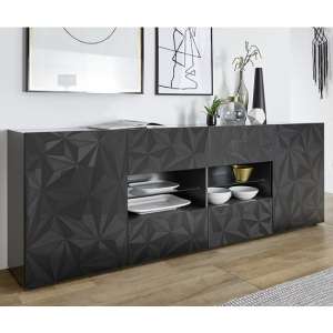 Arlon Large Sideboard In Grey High Gloss With 2 Doors