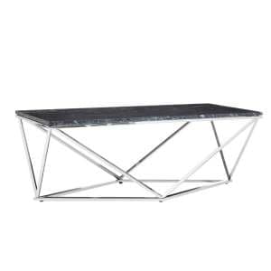 Armenia Faux Marble Coffee Table In Black And Chrome