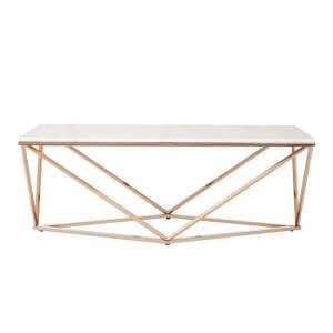 Armenia Faux Marble Coffee Table In White And Champagne Gold - UK