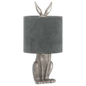 Arminian Hare Table Lamp In Antique Silver With Grey Shade - UK
