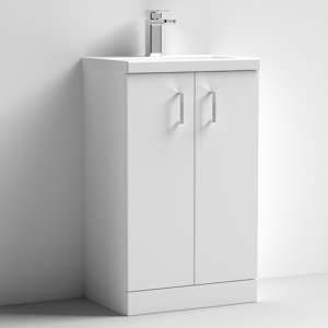 Arna 50cm Vanity Unit With Polymarble Basin In Gloss White - UK