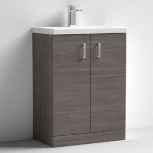 Arna 60cm Vanity Unit With Ceramic Basin In Brown Grey Avola - UK