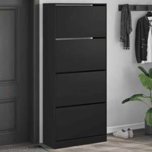 Arosa Wooden Shoe Storage Cabinet 4 Flip-Drawers In Black - UK
