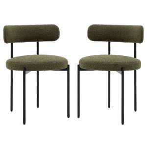 Arras Green Polyester Fabric Dining Chairs In Pair - UK